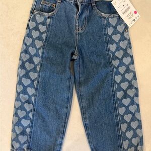 Zara Kids Blue Heart Pattern Jeans